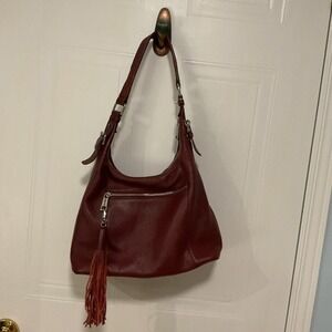 Atelier Noir Rudsak Hobo Bag Womens OS Burgundy Good Pebbled Leather Tassel